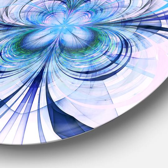 Designart - Turquoise Fractal Flower Pattern' Floral Circle Metal Wall Art